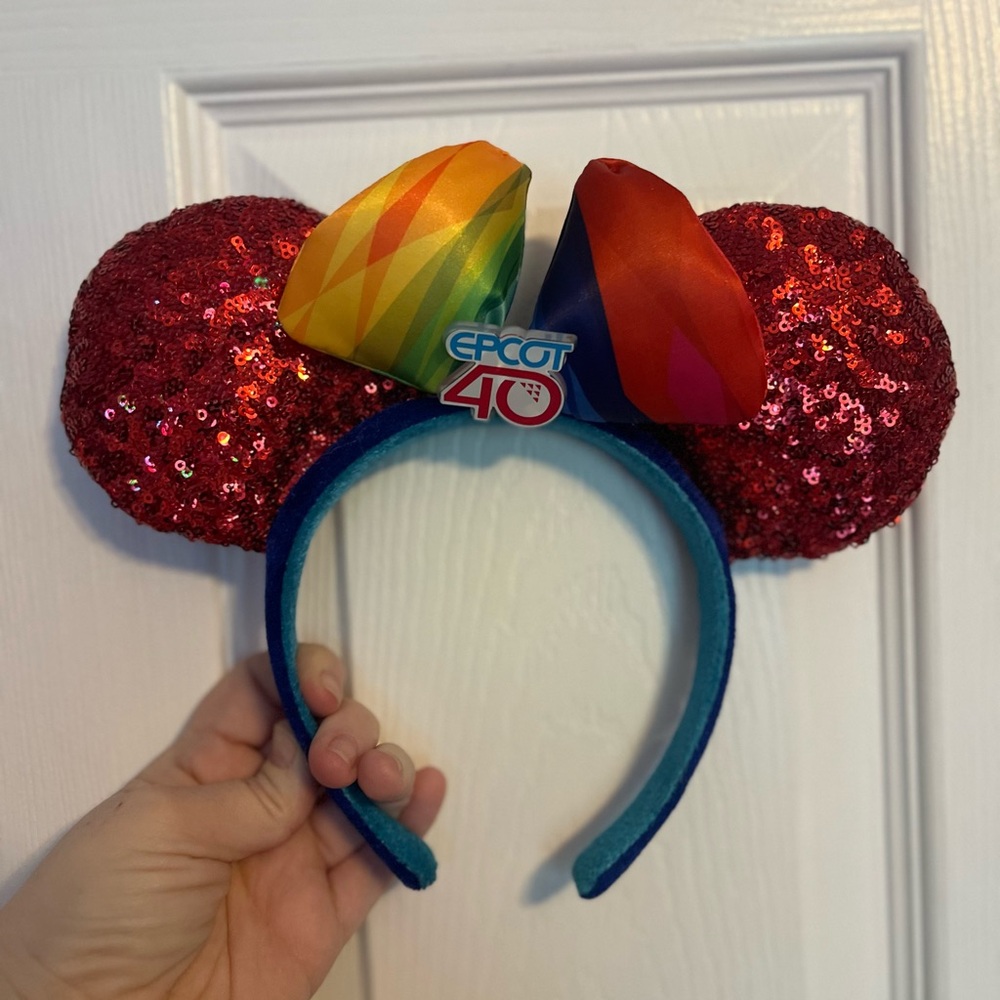 Epcot 40th Anniversary Disney World Minnie Mouse Rainbow Ears